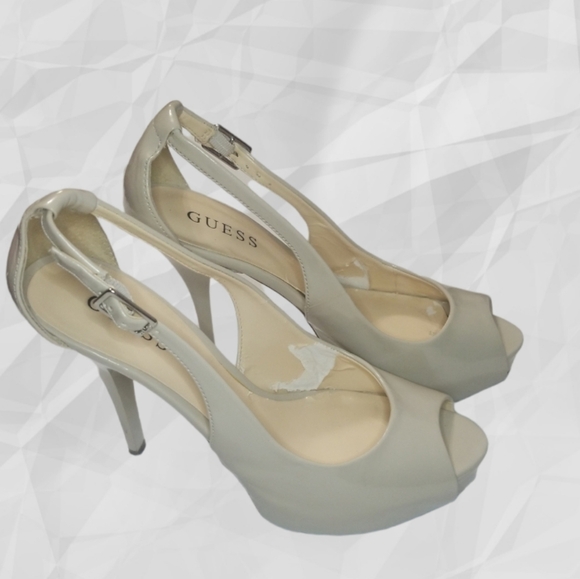 GUESS Peep Toe Heels Nude Patent 8 - Picture 2 of 12